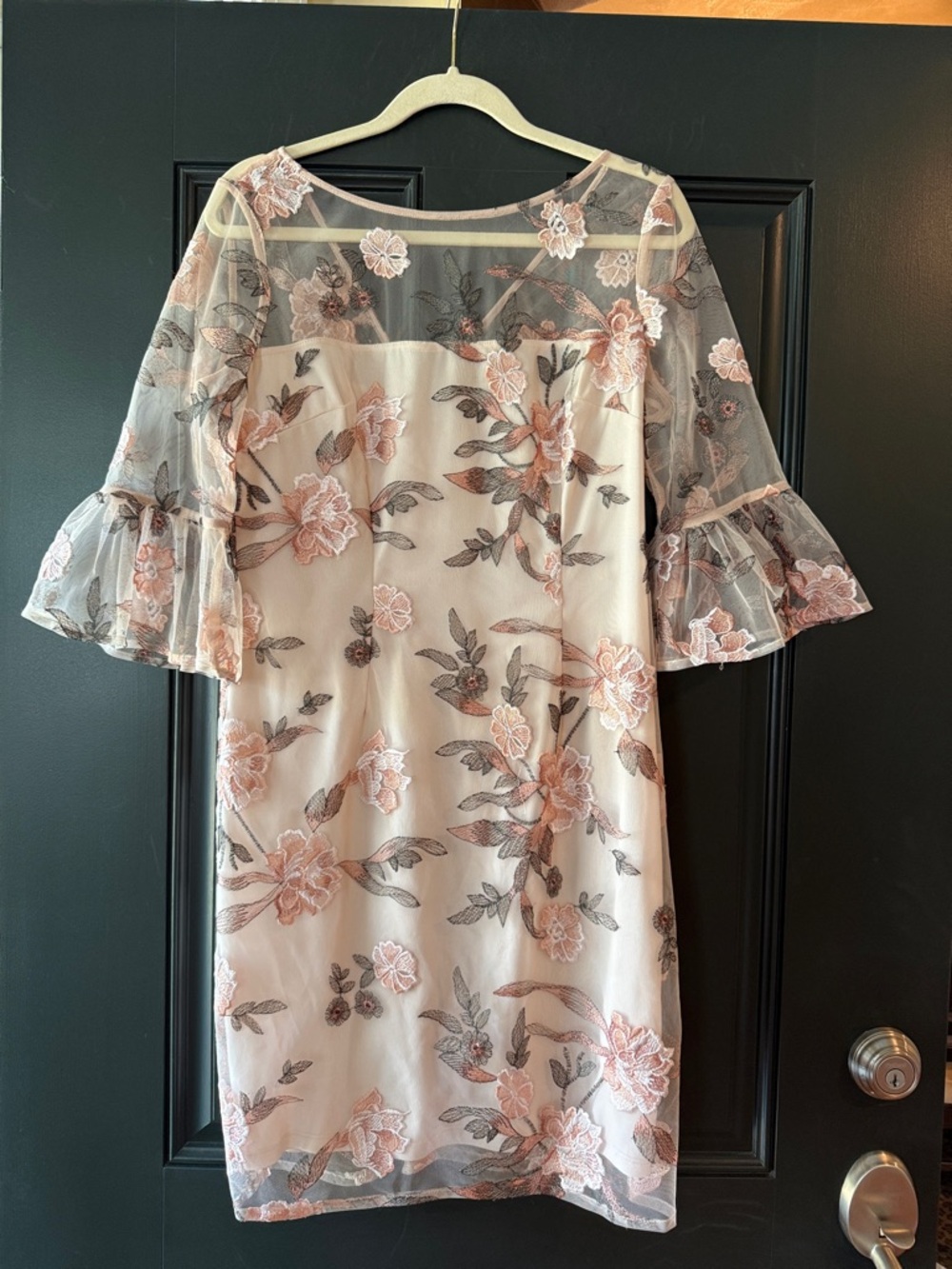 Adrianna Papell Floral Embroidered Sheath Dress Size 10 - Picture 2 of 14
